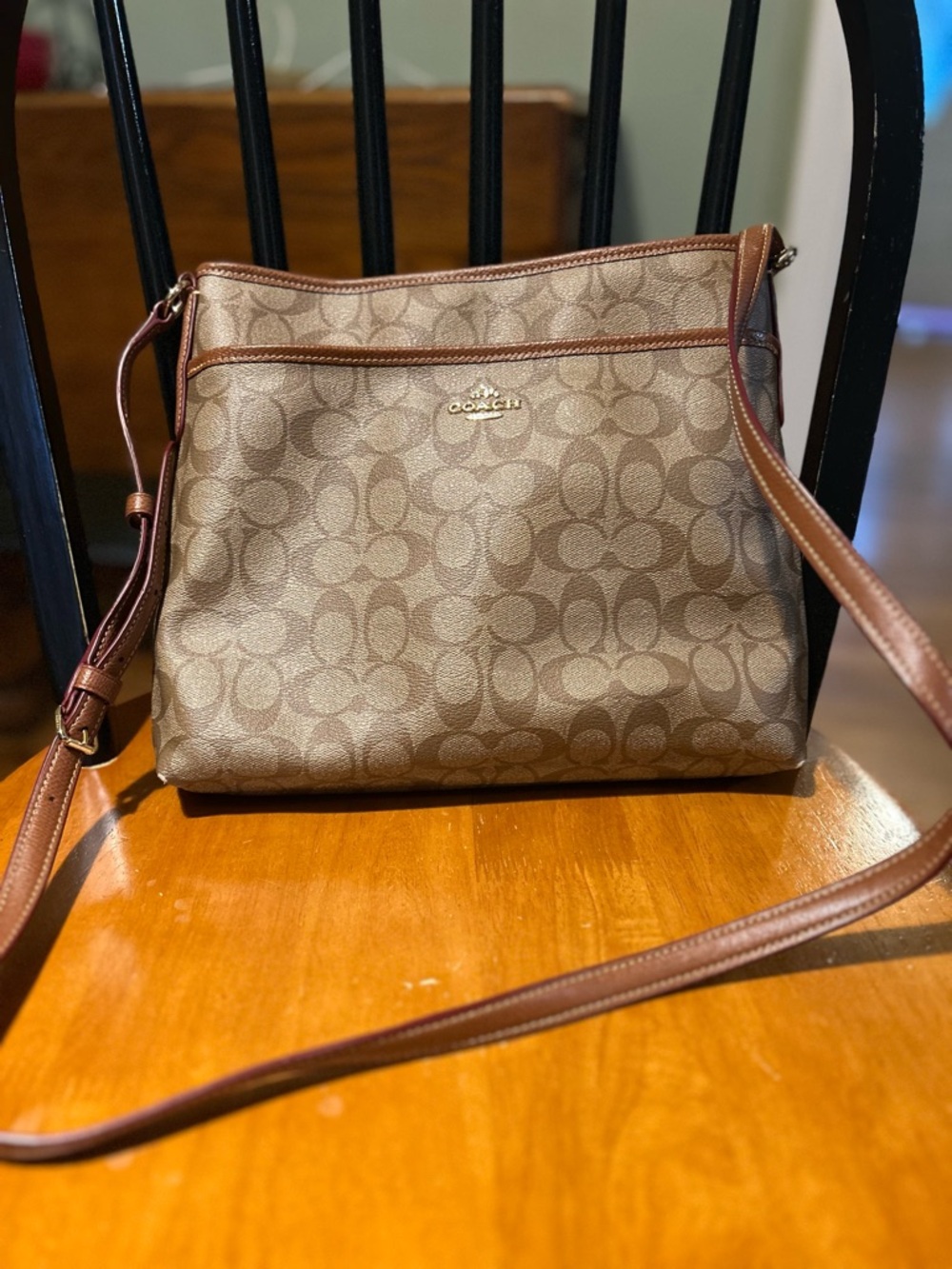 Coach Signature Crossbody in Saddle Brown